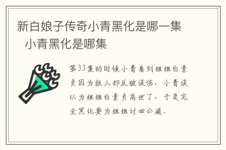 新白娘子傳奇小青黑化是哪一集  小青黑化是哪集