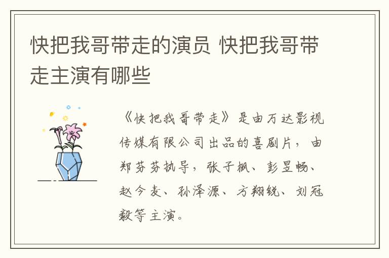 快把我哥帶走的演員 快把我哥帶走主演有哪些