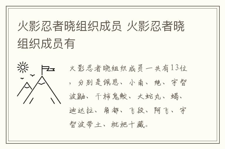 火影忍者曉組織成員 火影忍者曉組織成員有