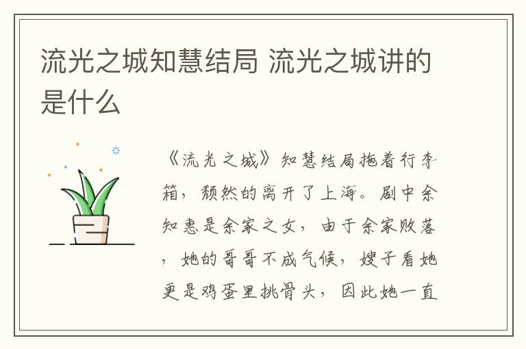 流光之城知慧結(jié)局 流光之城講的是什么