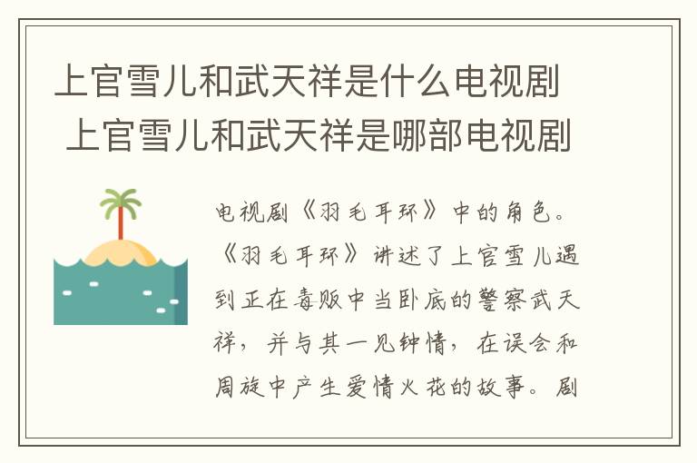 上官雪兒和武天祥是什么電視劇 上官雪兒和武天祥是哪部電視劇