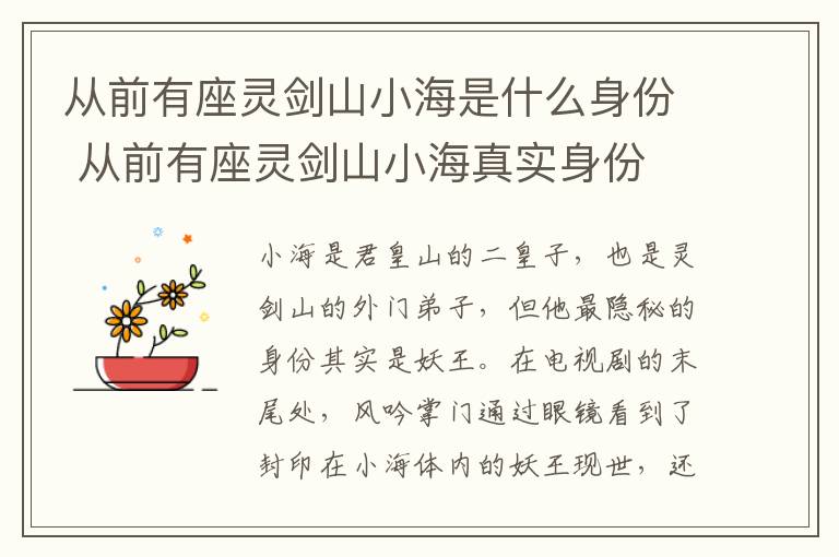 從前有座靈劍山小海是什么身份 從前有座靈劍山小海真實身份
