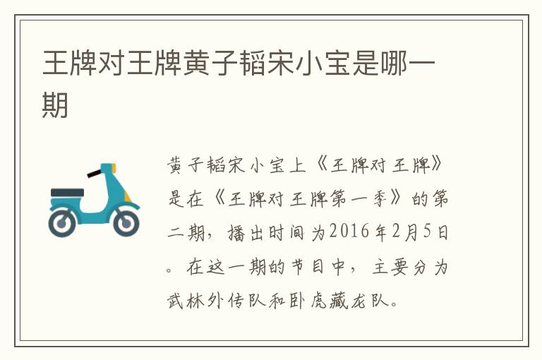 王牌對王牌黃子韜宋小寶是哪一期