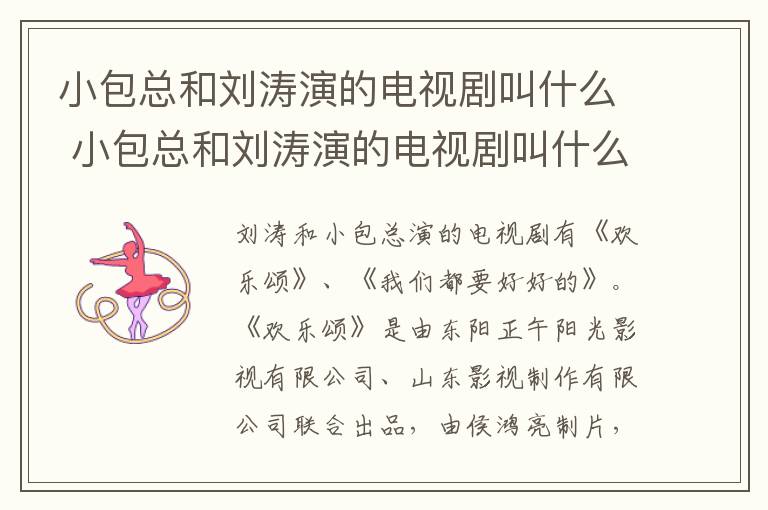 小包總和劉濤演的電視劇叫什么 小包總和劉濤演的電視劇叫什么名字