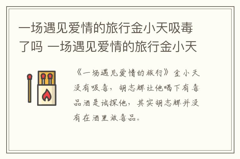 一場遇見愛情的旅行金小天吸毒了嗎 一場遇見愛情的旅行金小天結(jié)局