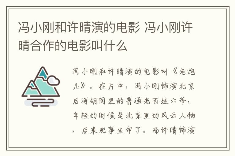 馮小剛和許晴演的電影 馮小剛許晴合作的電影叫什么