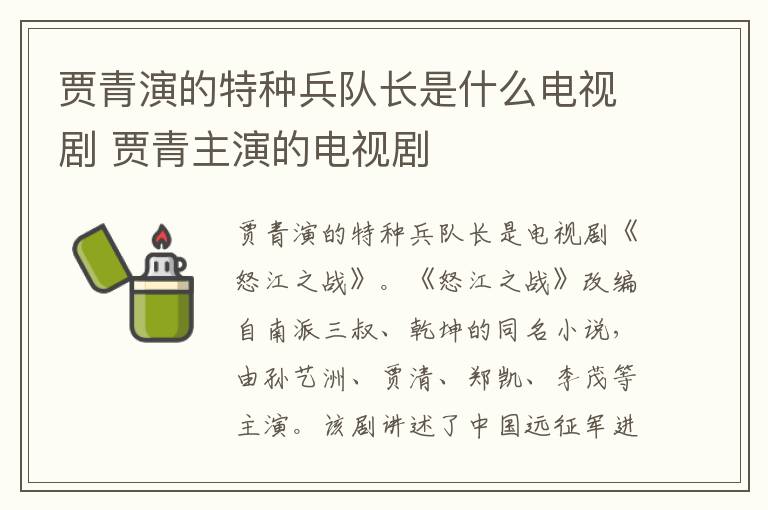 賈青演的特種兵隊長是什么電視劇 賈青主演的電視劇