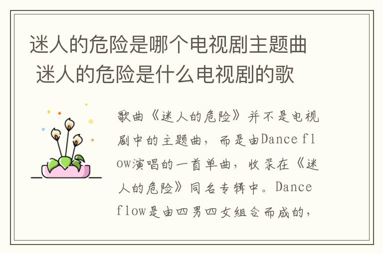 迷人的危險是哪個電視劇主題曲 迷人的危險是什么電視劇的歌