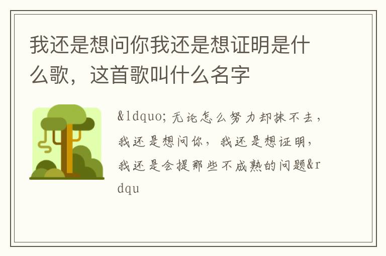 我還是想問你我還是想證明是什么歌，這首歌叫什么名字