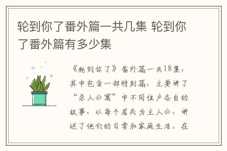 輪到你了番外篇一共幾集 輪到你了番外篇有多少集