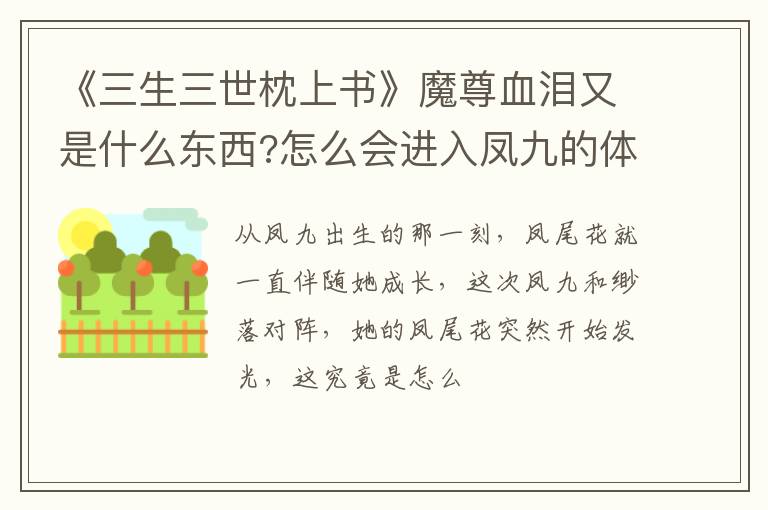 《三生三世枕上書》魔尊血淚又是什么東西?怎么會進(jìn)入鳳九的體內(nèi)?