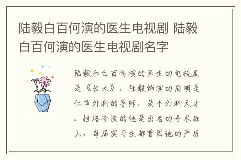 陸毅白百何演的醫(yī)生電視劇 陸毅白百何演的醫(yī)生電視劇名字