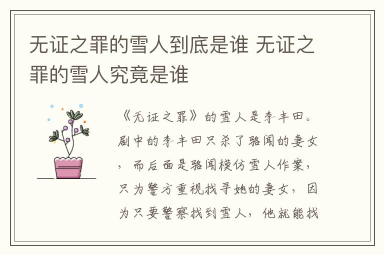 無(wú)證之罪的雪人到底是誰(shuí) 無(wú)證之罪的雪人究竟是誰(shuí)