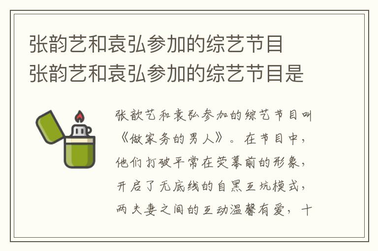 張韻藝和袁弘?yún)⒓拥木C藝節(jié)目 	張韻藝和袁弘?yún)⒓拥木C藝節(jié)目是什么