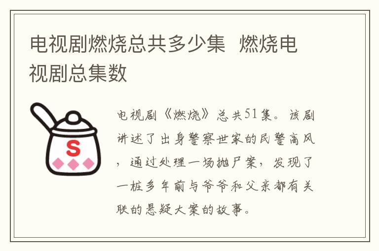 電視劇燃燒總共多少集  燃燒電視劇總集數