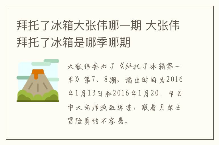 拜托了冰箱大張偉哪一期 大張偉拜托了冰箱是哪季哪期