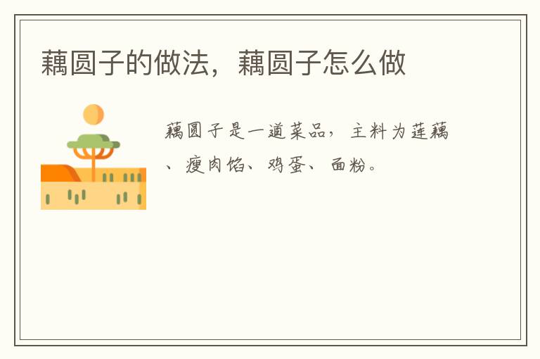 藕圓子的做法，藕圓子怎么做