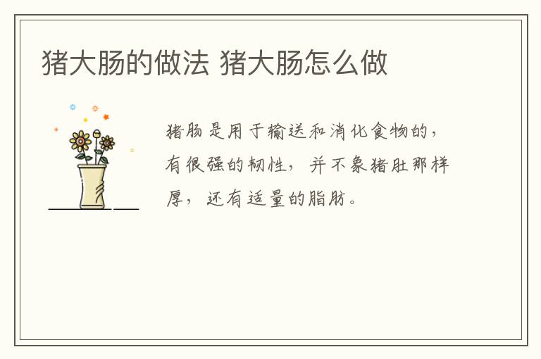 豬大腸的做法 豬大腸怎么做