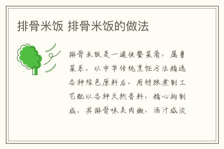 排骨米飯 排骨米飯的做法