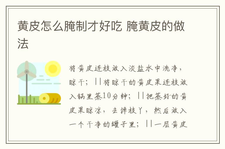 黃皮怎么腌制才好吃 腌黃皮的做法