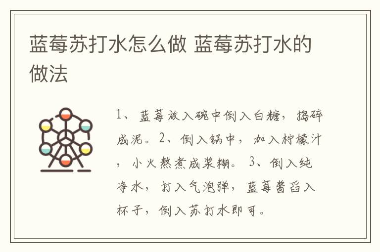 藍莓蘇打水怎么做 藍莓蘇打水的做法
