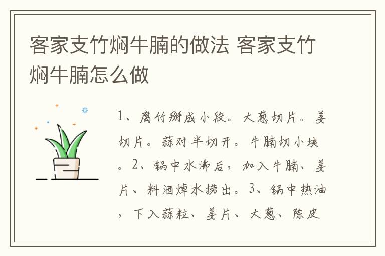 客家支竹燜牛腩的做法 客家支竹燜牛腩怎么做