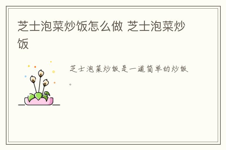 芝士泡菜炒飯怎么做 芝士泡菜炒飯