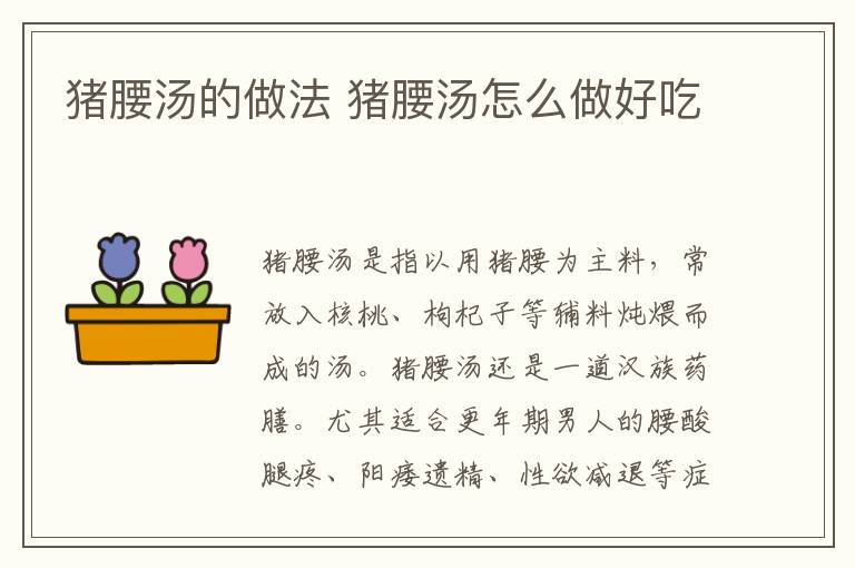 豬腰湯的做法 豬腰湯怎么做好吃