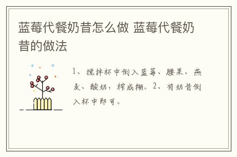 藍(lán)莓代餐奶昔怎么做 藍(lán)莓代餐奶昔的做法