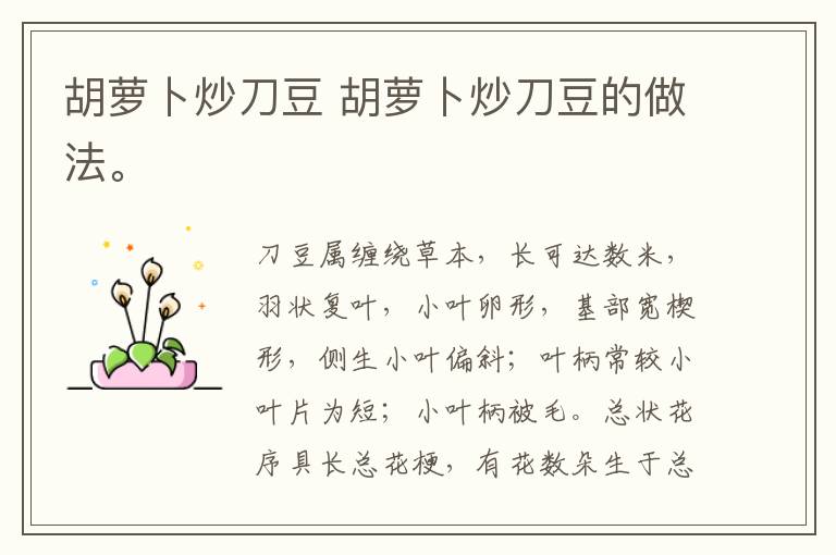 胡蘿卜炒刀豆 胡蘿卜炒刀豆的做法。