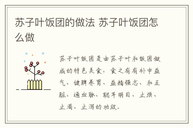 蘇子葉飯團(tuán)的做法 蘇子葉飯團(tuán)怎么做