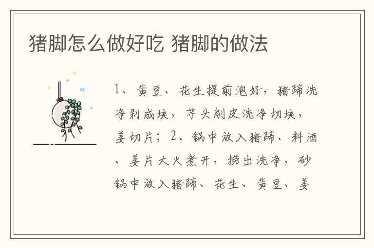 豬腳怎么做好吃 豬腳的做法