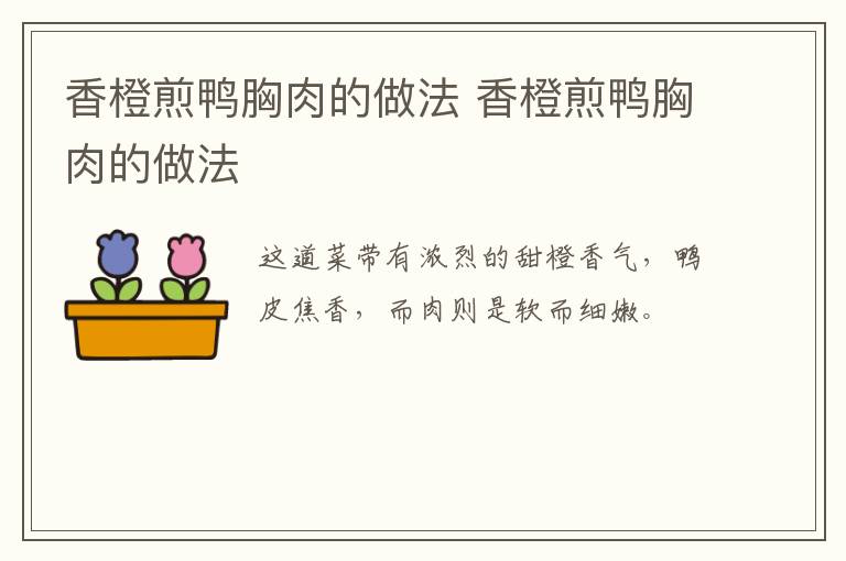 香橙煎鴨胸肉的做法 香橙煎鴨胸肉的做法