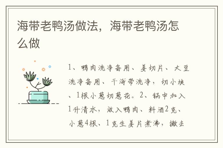 海帶老鴨湯做法，海帶老鴨湯怎么做