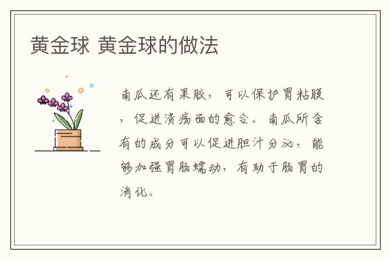 黃金球 黃金球的做法