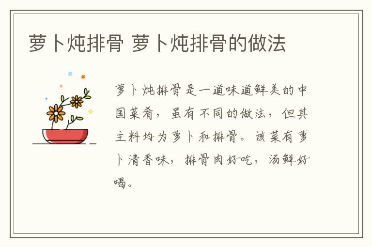 蘿卜燉排骨 蘿卜燉排骨的做法