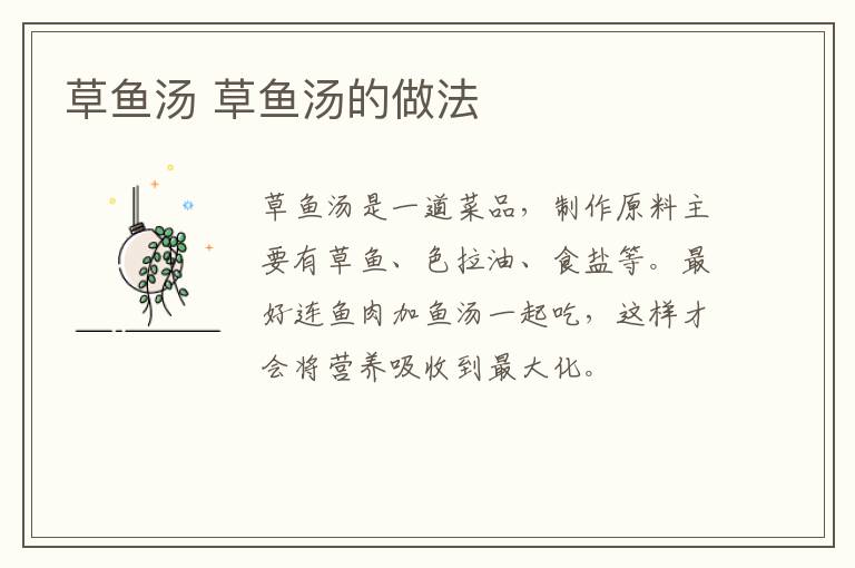草魚湯 草魚湯的做法