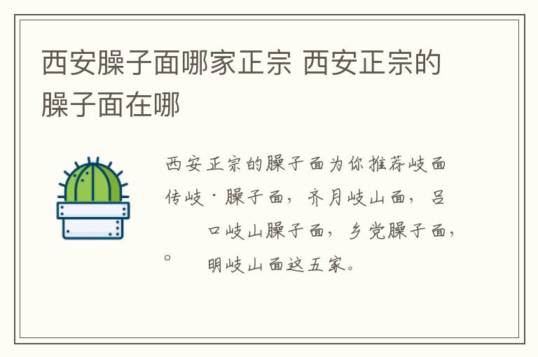 西安臊子面哪家正宗 西安正宗的臊子面在哪