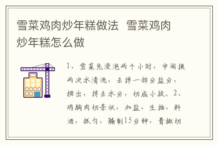 雪菜雞肉炒年糕做法  雪菜雞肉炒年糕怎么做