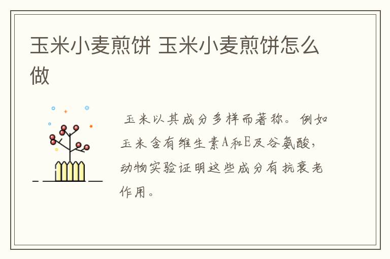 玉米小麥煎餅 玉米小麥煎餅怎么做