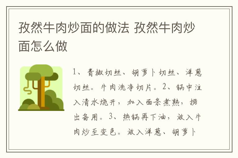 孜然牛肉炒面的做法 孜然牛肉炒面怎么做