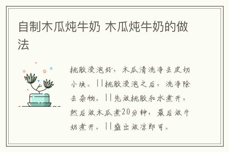 自制木瓜燉牛奶 木瓜燉牛奶的做法