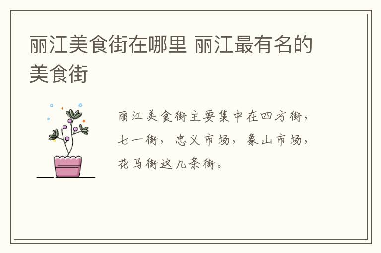 麗江美食街在哪里 麗江最有名的美食街