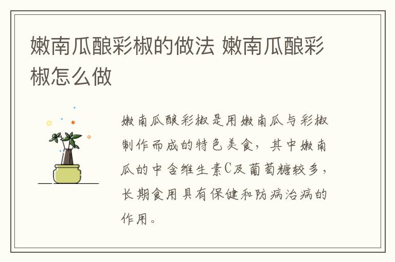 嫩南瓜釀彩椒的做法 嫩南瓜釀彩椒怎么做